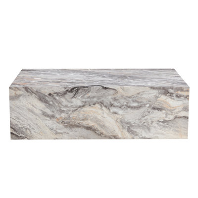 39.37 * 21.65 Inch Gray Marble Patterned MDF Rectangular Coffee Table, Stable, Waterproof And Easy To Clean, Modern Minimalist Living Room Coffee Table.