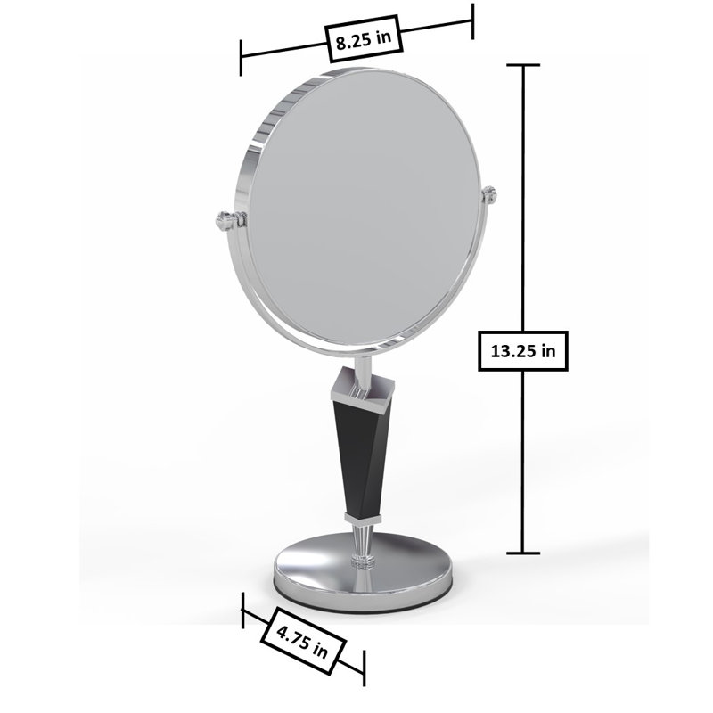 Chrome and Black Freestanding Magnifying Makeup Mirror