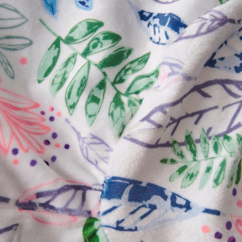 3 Foot Rounded Bean Bag, Leaf Print, Navy Multi Fabric
