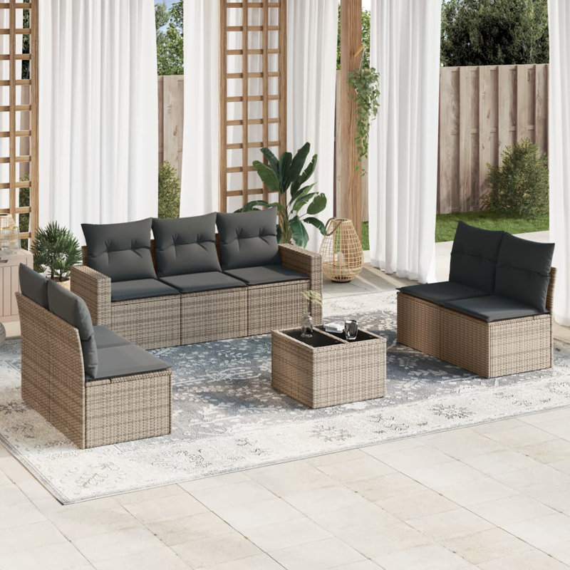 Vidaxl Garden Sofa Set Grey, Dark Grey