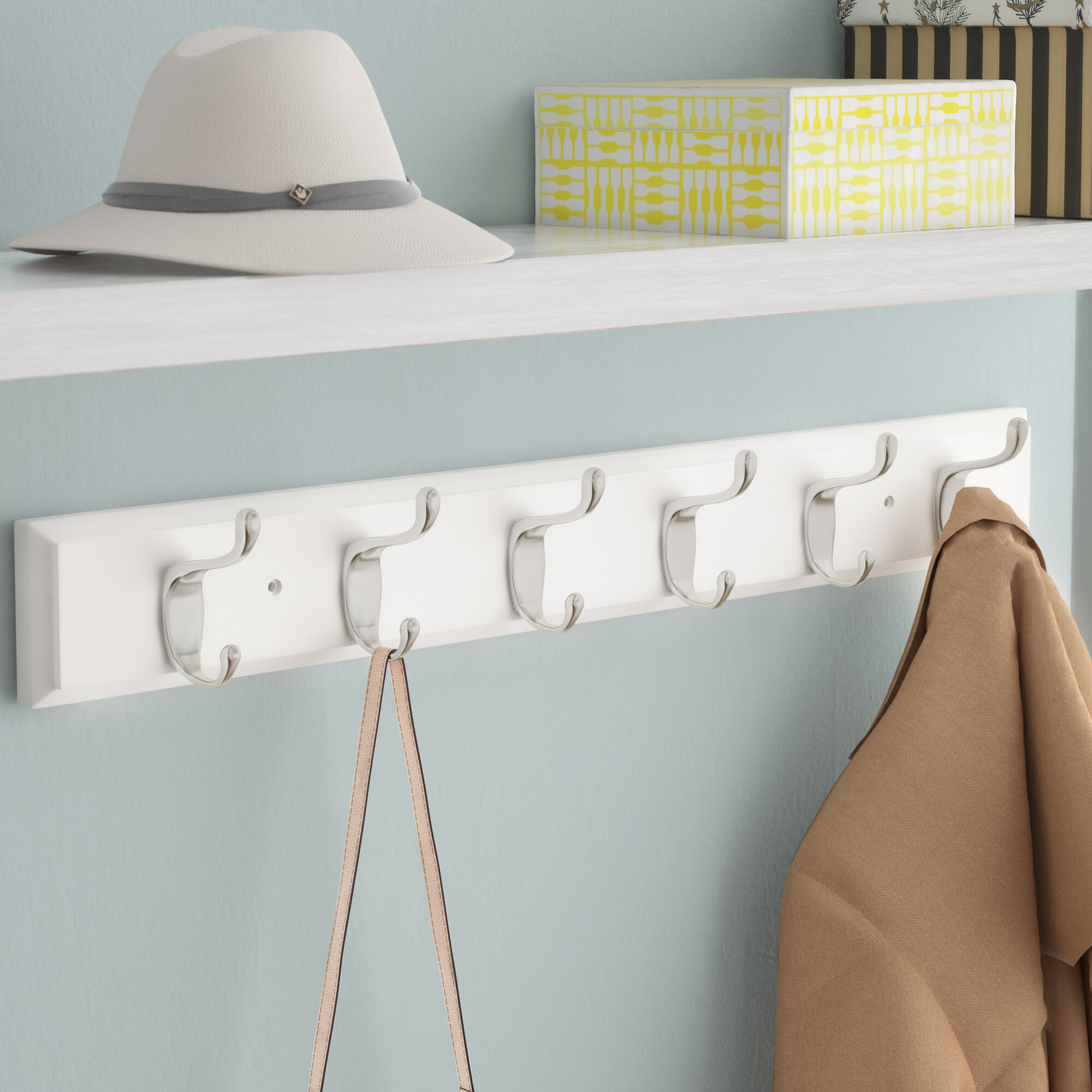Franklin Brass 26.5-in Bark Rail Wall with 5 Coat and Hat Hooks