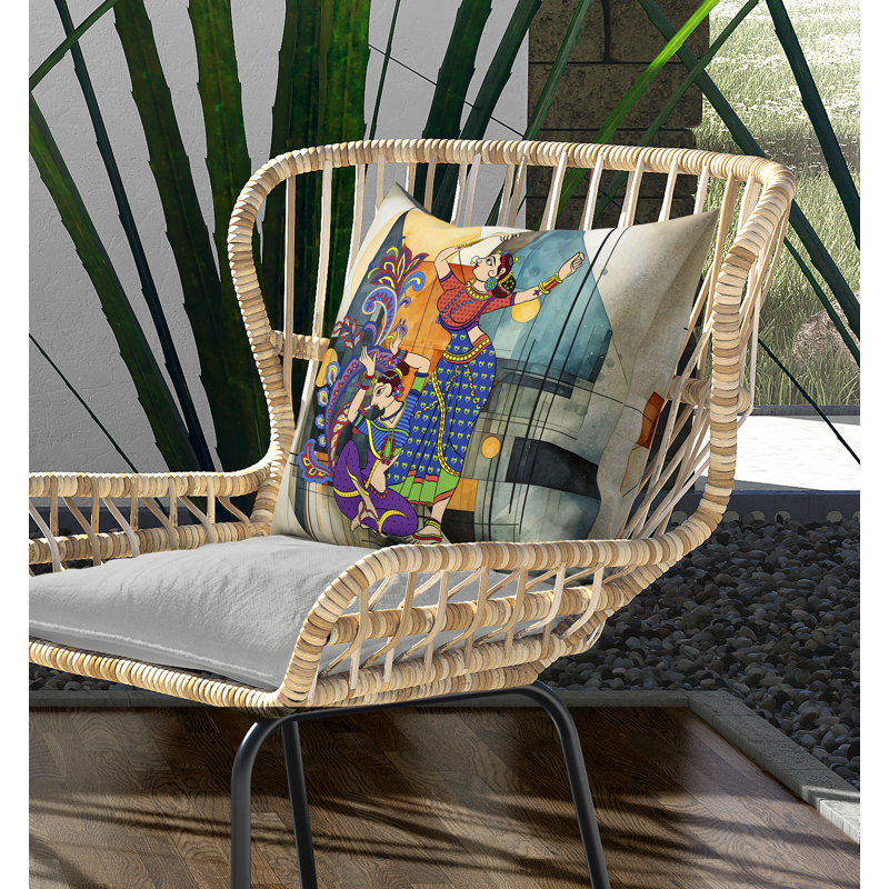 Abstract Outdoor Reversible Throw Pillow, 18"H x 18"W