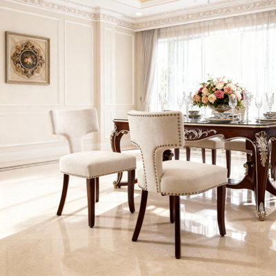 Ensemble de chaises de salle à manger de style médiéval moderne (ensemble de 6), chaises rembourrées en lin rustique, convient aux salles à manger, aux cuisines, aux salles de banquet
