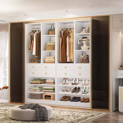 56" Closet Organizer System With Drawers And Shelves
