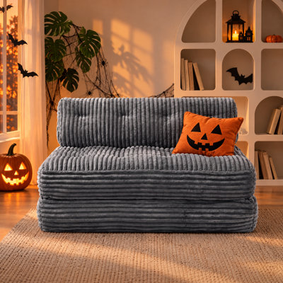 Canapé-lit pliable moderne sans os avec coussins 54 po avec velours côtelé