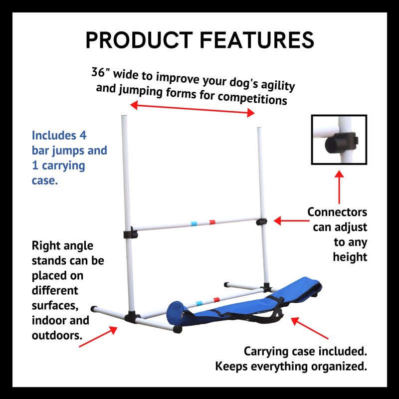 Adjustable White Plastic Dog Agility Training Bar Jumps Set
