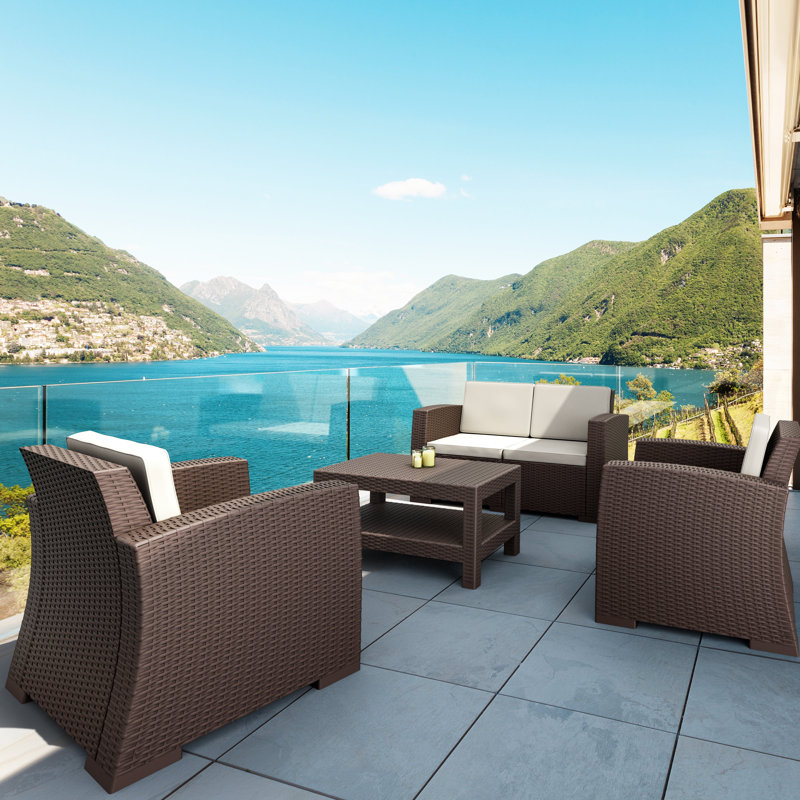 Sperry 4 - Person Patio Conversation Set with Cushions, Brown