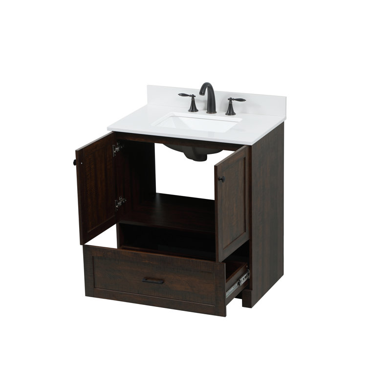 Soma 30'' Single Bathroom Vanity with Engineered Marble Top, Expresso