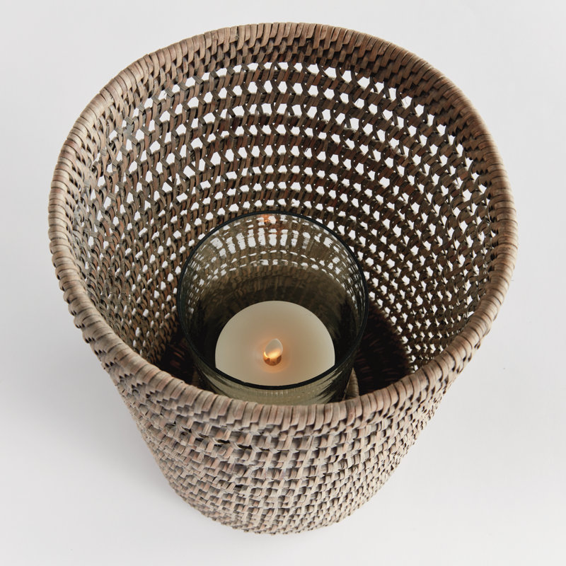 BURMA RATTAN HURRICANE SMALL, 12.60" H x 8.66" W x 8.66" D