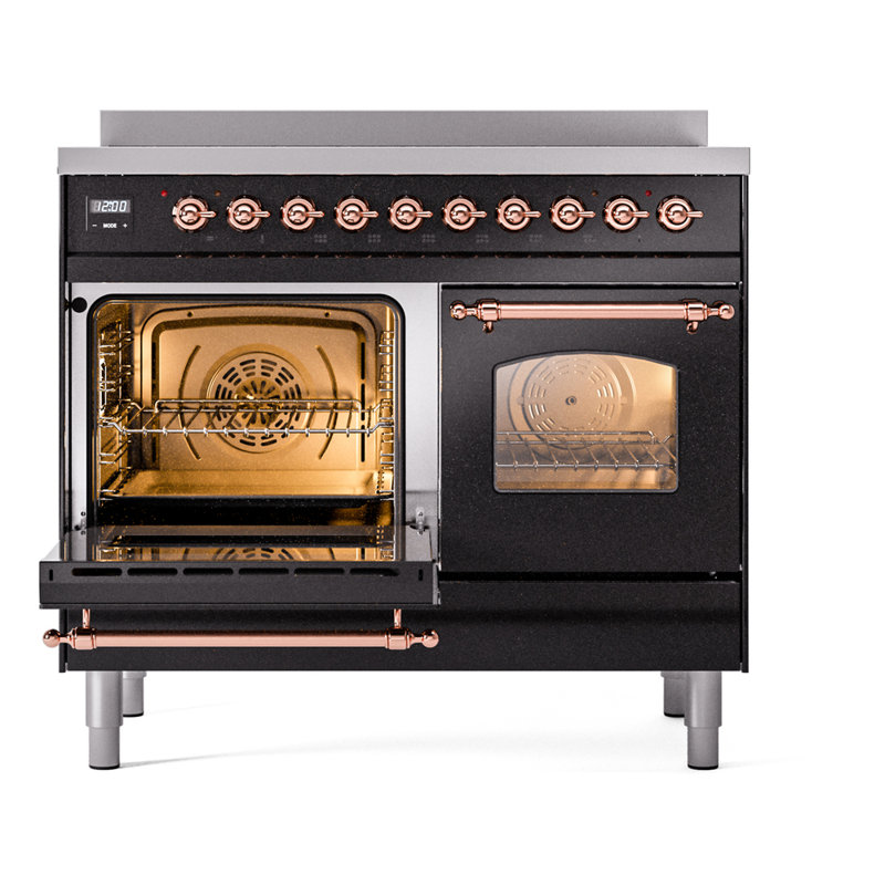 ILVE Nostalgie II 40 in Induction Range, Glossy Black/Copper