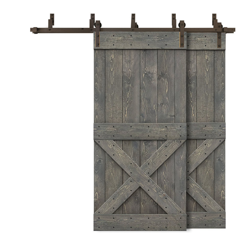 Porte de grange lambrissée peinte, gris, 42 po x 84 po