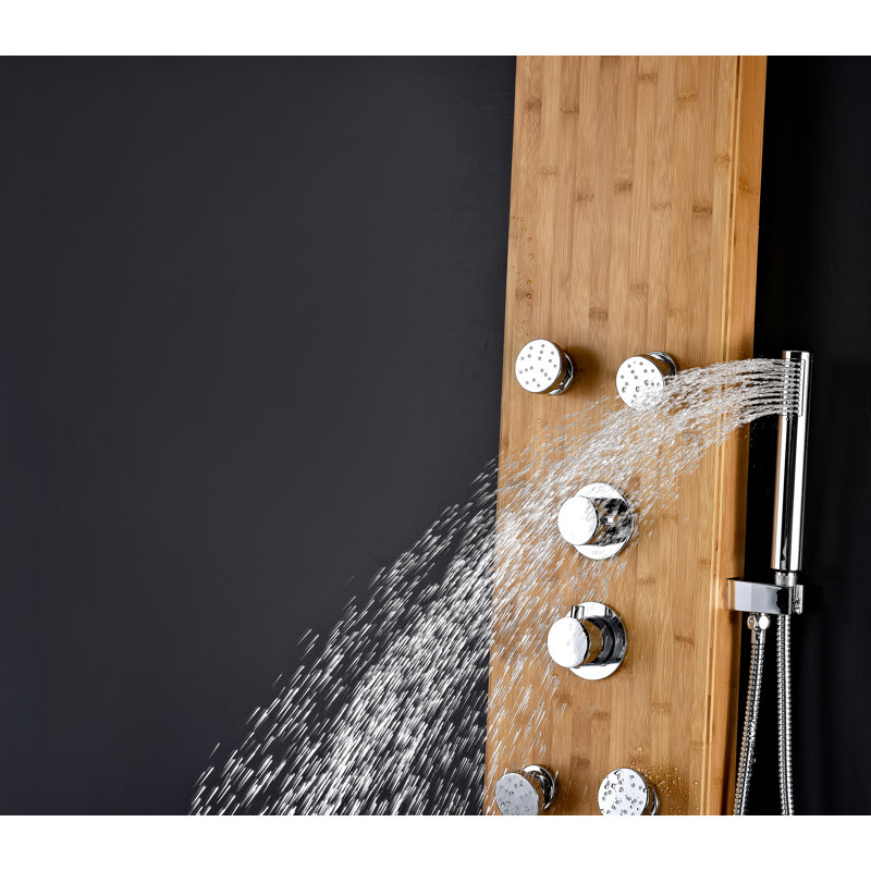 Natural Bamboo 52'' Shower Panel with Chrome Controls