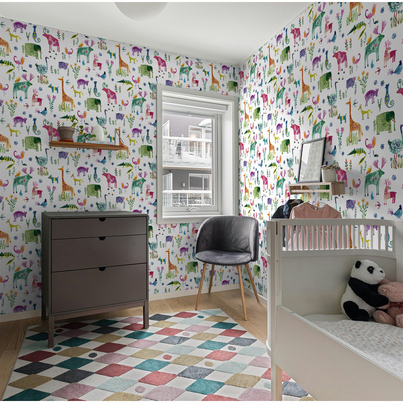 Papier peint animaux Lima, Blanc