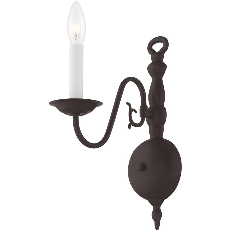 Bronze Wall Sconce: 1-Light with Steel Base Material - Stylish and Durable