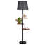Lampe sur pied moderne noire avec structure en métal et tablettes en bois Luro, hauteur de 67,0 pouces | 3 tablettes réglables (11,8 po x 9,1 po, 10,2 po x 7,5 po, 9,8 po x 6,3 po) | Interrupteur marche / arrêt, douille E27, design élégant pour le salon et la chambre à coucher