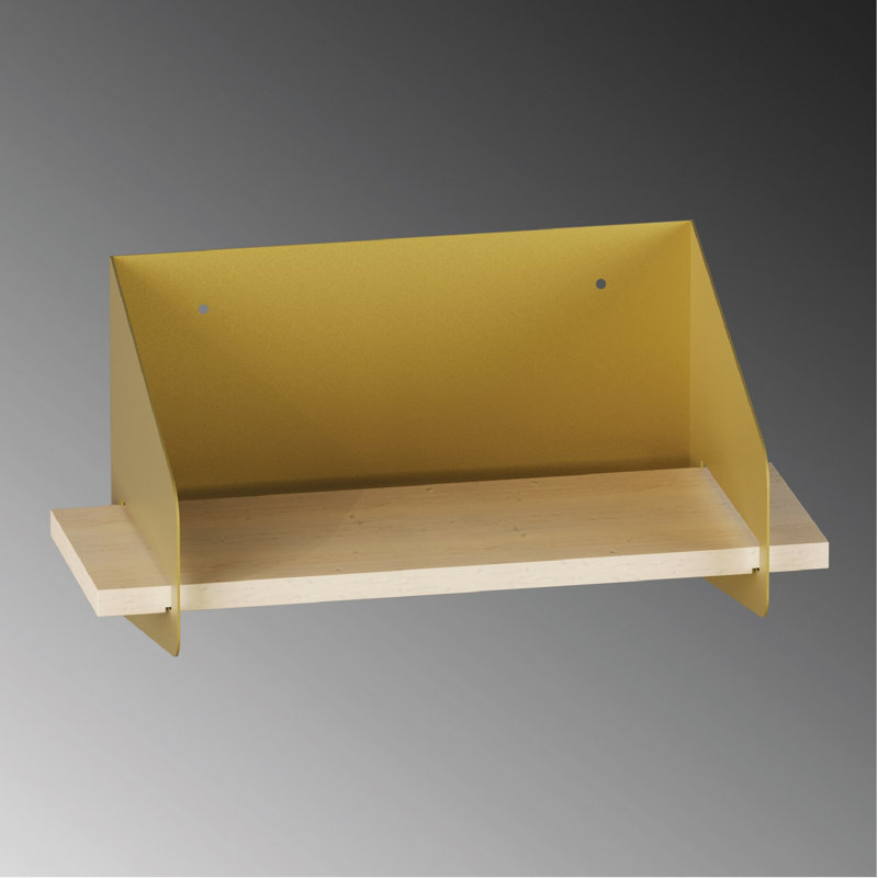 Tablette murale moderne Colesen, finition dorée, 15,8 po x 7,9 po x 7,5 po | Tablette 100% bois avec structure en métal 1,5 mm | Solution de rangement élégante pour la maison et le bureau, design durable et contemporain