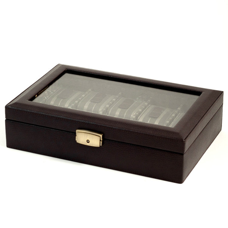 Leather Watch Box + Locking, Brown