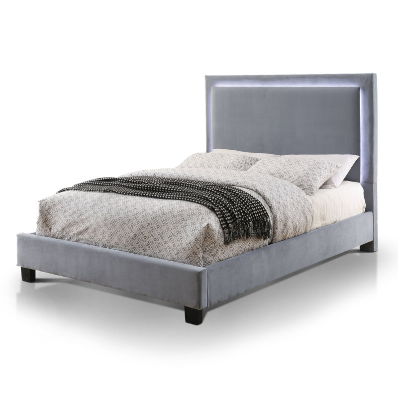 Lit plateforme Mcmahan, Reine, Gris