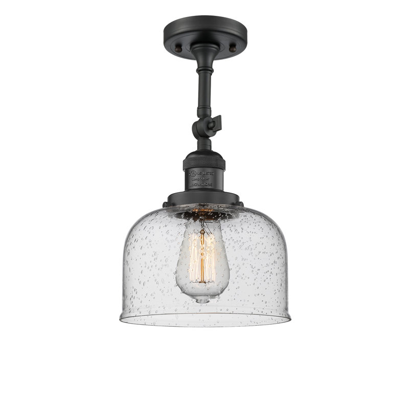 Applique murale 1 lumière 8 po Bell, Ampoule à DEL rétro de 6 watts, Grainé, Noir mat