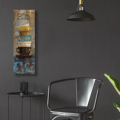  «Antique Coffee Cups 2» par Silvia Vassileva, art mural en verre acrylique, 12 po x 36 po