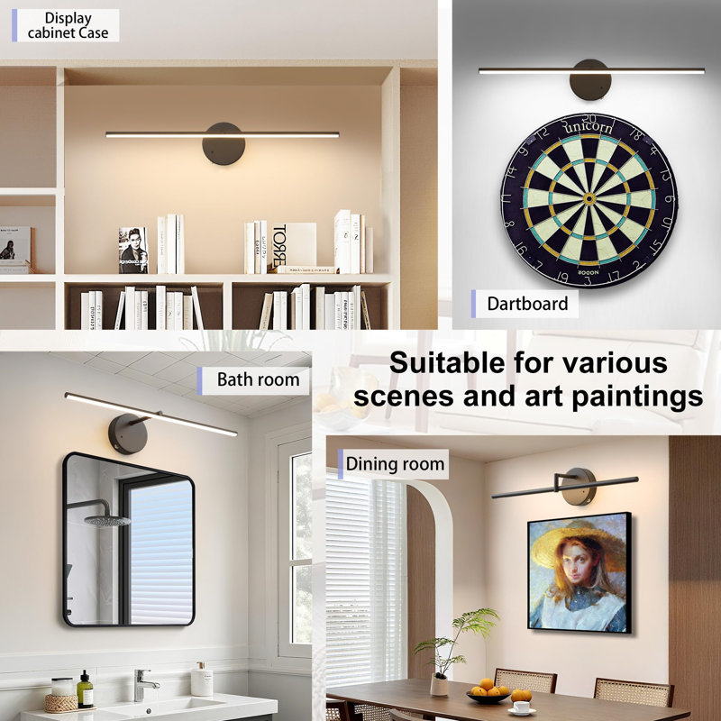 Battery Powered LED Wall Mount Picture Light, Matte Black
