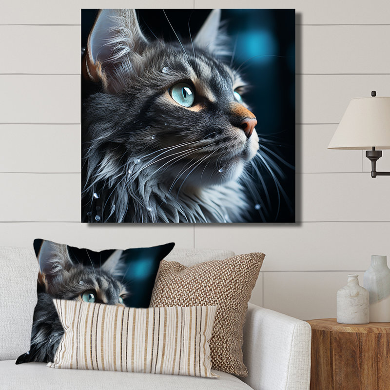 " Cat Blue Eye Reflection I ", 16" H x 16" W x 1" D, Wrapped Canvas