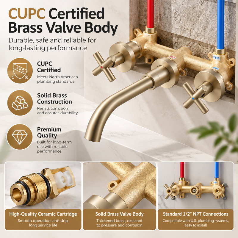Cox 2-handle Bathroom Faucet, Brushed Gold
