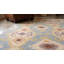 Tapis bleu moderne à motif géométrique en laine noué à la main-124206573