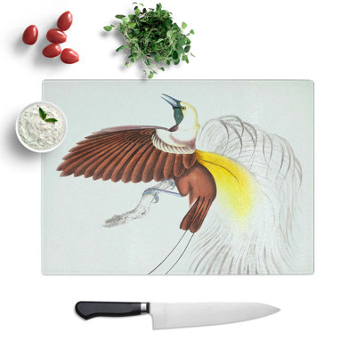Tempered Glass Bird of Paradise Illustration Chopping Board