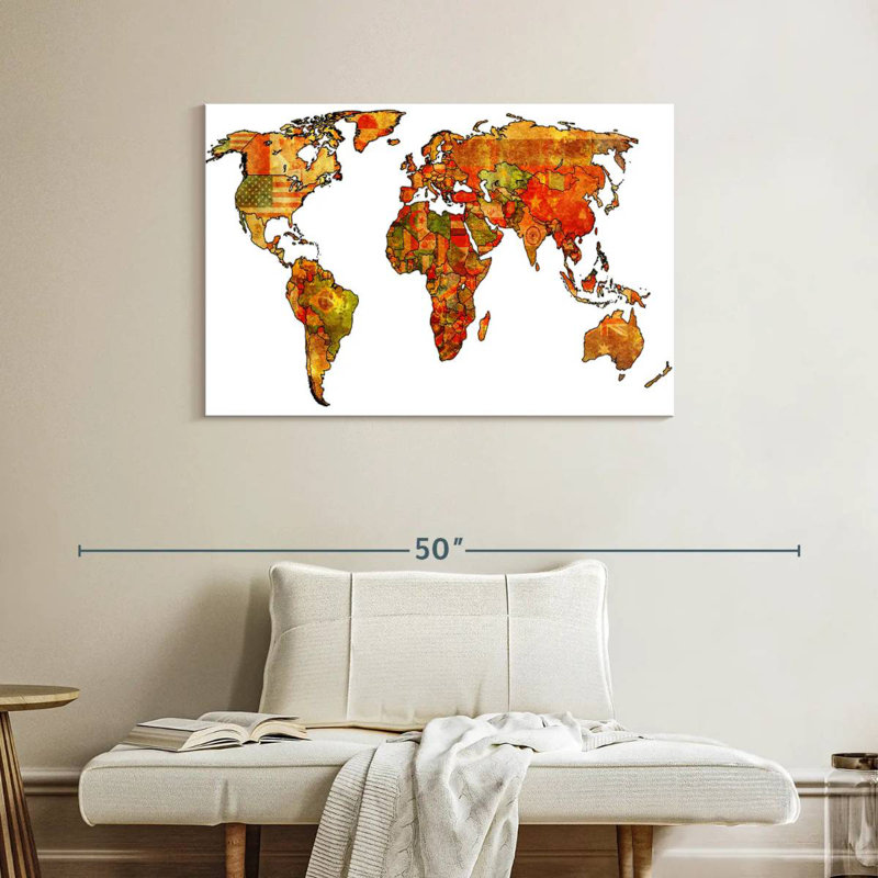 Aliaz Country Flags Map, 26" H x 39" W