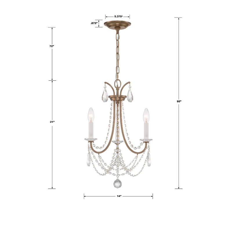 Elien 3 - Light Dimmable Classic / Traditional Chandelier, Bronze/Gold