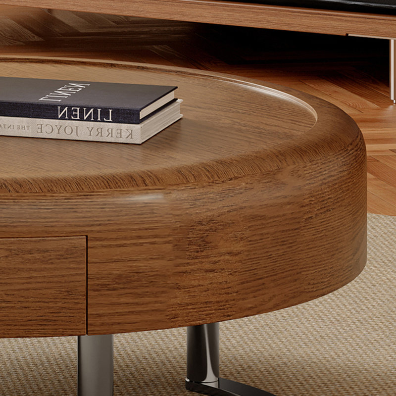 Elegant Round Walnut Coffee Table, 12.6" H x 31.5" L x 31.5" W