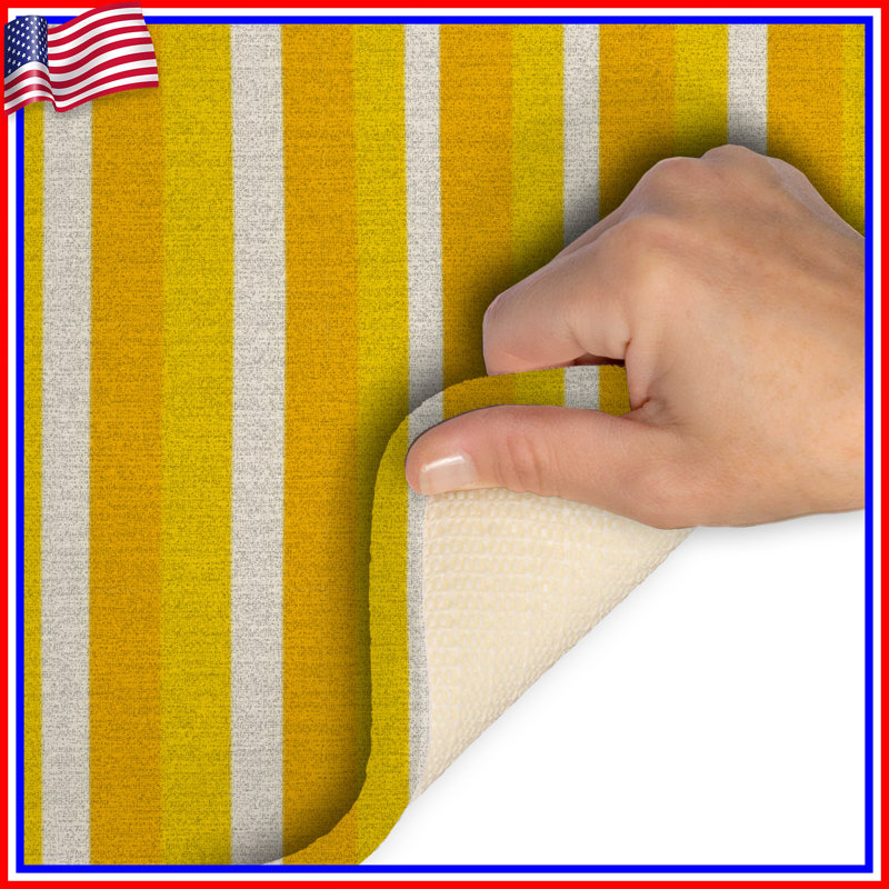 Tapis de bain à rayures, Simple - L 34 po x l 21 po, Rayé jaune