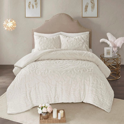 Couette en coton shabby chic à médaillon - Grand lit/très grand lit - Coupe-vent - Garnissage 100 % coton - Texture douce