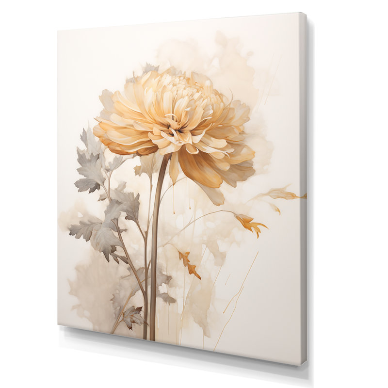 Rêves de souci beige sur toile, Toile tendue, H 44 po x l 34 po x P 1,5 po