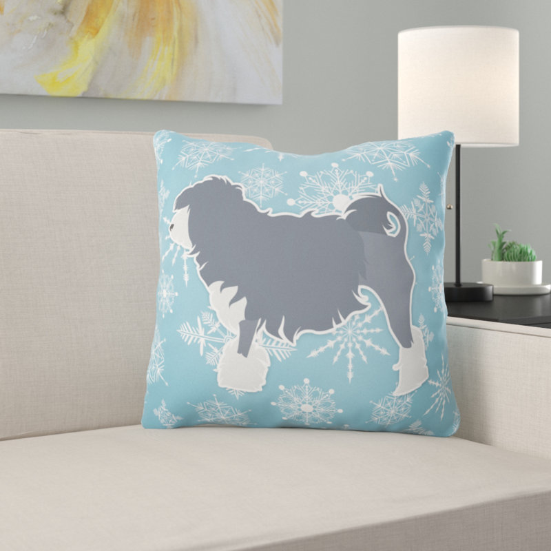 Winter Snowflakes Indoor/Outdoor Throw Pillow, 18" H x 18" W x 3" D