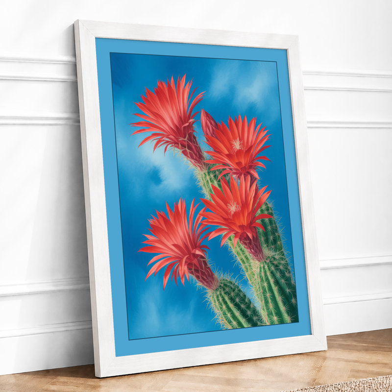 Flowering Desert Bloom Botanical - Framed Print, A4 - 29.7 x 21.0 cm, White