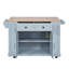 Îlot de cuisine mobile de 137 cm (54 po) avec prise de courant, rangement avec porte vitrée et roulettes verrouillables - Bleu gris