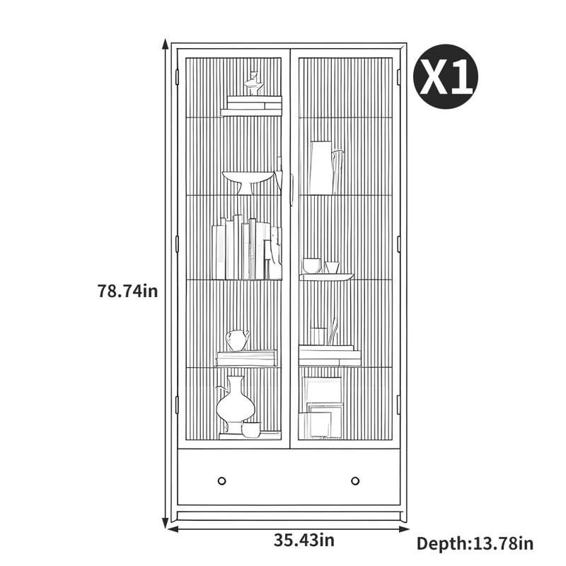 Ivianna, (5 Shelves) 78.74"H x 35.43"W x 13.78"D