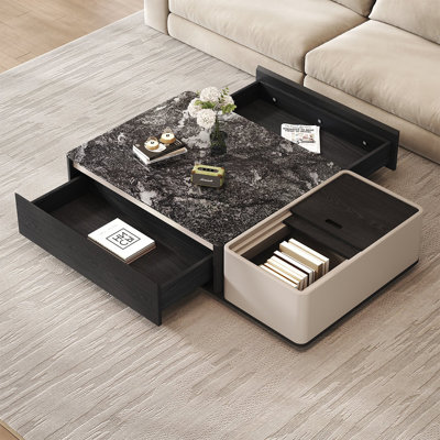 Table basse rectangulaire en pierre frittée