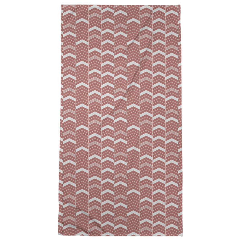 Serviette de plage lineed chevrons Stephenie, Rouge / blanc cassé