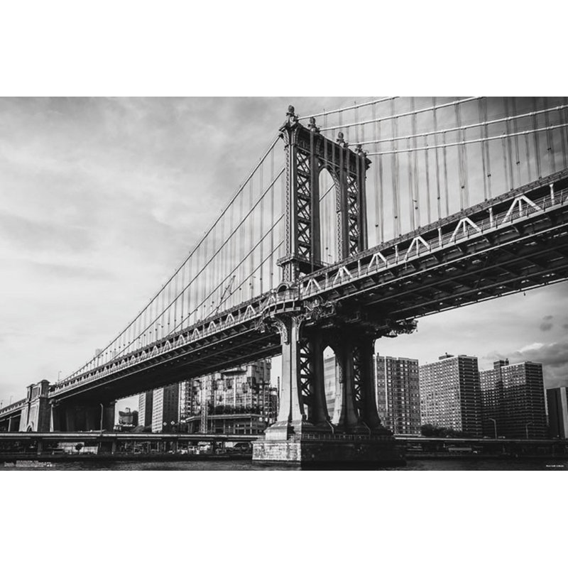 Pont de Brooklyn, New York, reproduction d'impression sur papier, H 34 po x l 22,25 po x P 0,05 po, Toile tendue