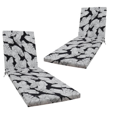 Coussin de chaise longue d'intérieur / extérieur 2 pièces 75 po x 22,8 po x 2 po avec attaches pour la pelouse, la piscine et la plage