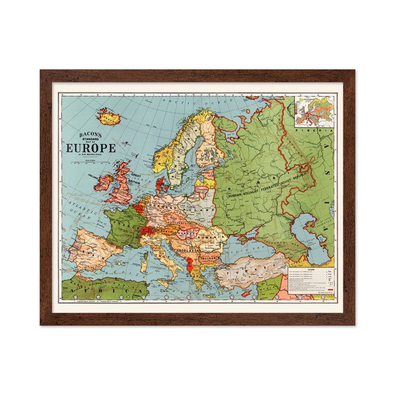 Carte standard européenne du bacon, Poster, 08"H x 10"W, Brown Framed