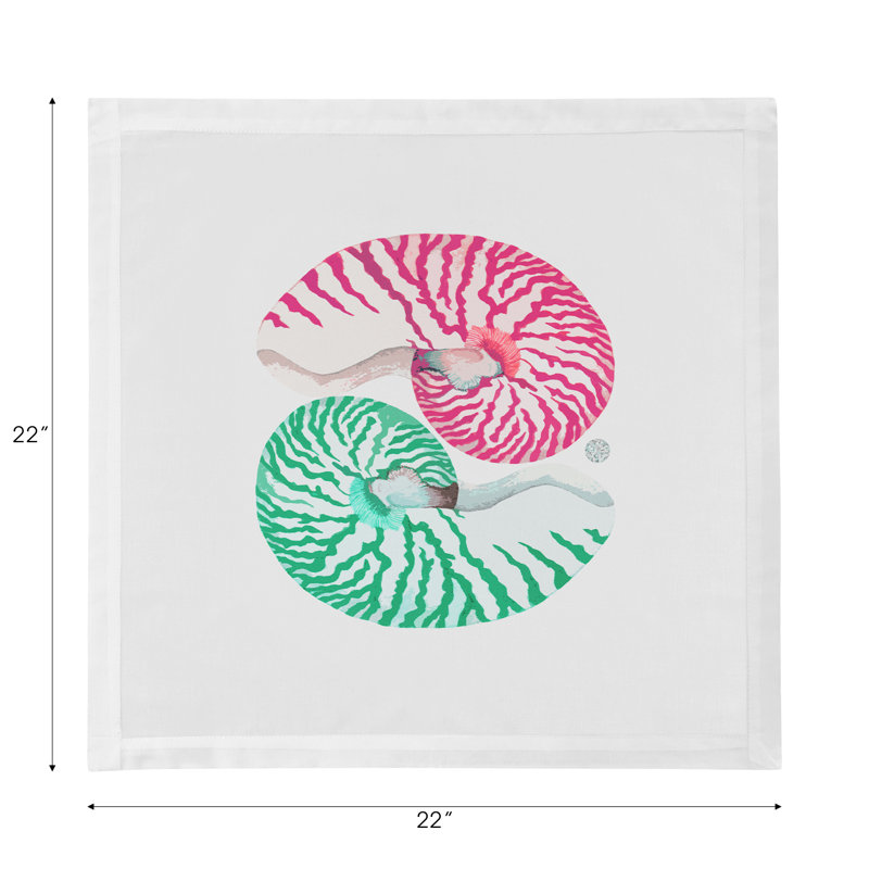 Nautilus Hemstitch 22" Linen/Cotton Napkin, Green/Red