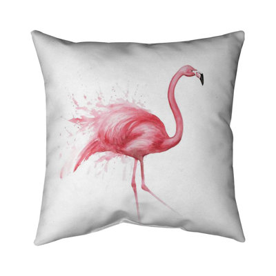 Pink Flamingo Watercolor Pillow - Bedroom Animal Decor