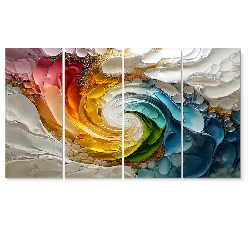 «Vortex rose de la vie accentué de bleu II», ensemble d'art sur toile à spirales abstraites, H 28 po x l 48 po