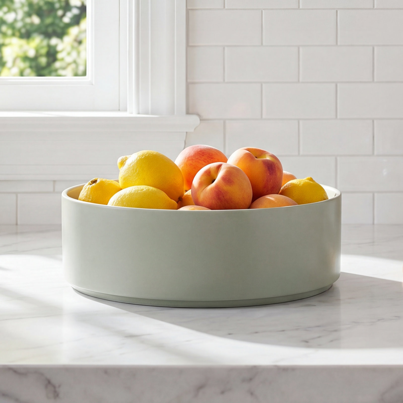 Stackable Handcrafted Stoneware Serving Bowl, Sage Green