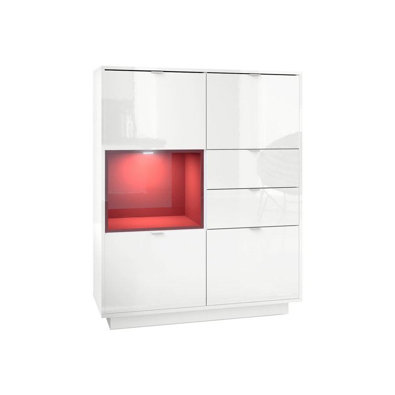 Highboard Mcclung, Burgundy (glossy), Yes