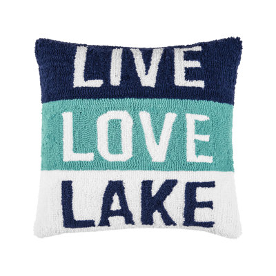 Live Love Lake Hooked Throw Pillow